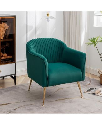 Modern Velvet Accent Chair with Metal Legs