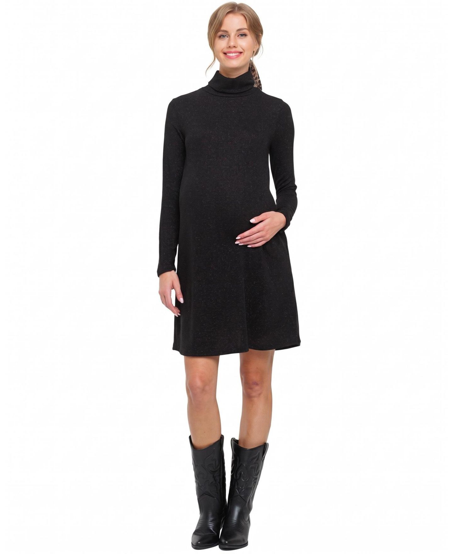 Женское платье Hello Miz Maternity Turtleneck Shimmer, цвет: Чёрный — фото 3