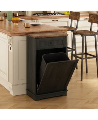 10 Gallon Tilt Out Wood Trash Cabinet with Drawer