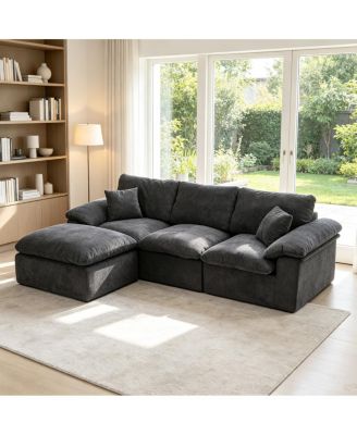 Modular L-Shaped Chenille Sectional Sofa with Ottoman