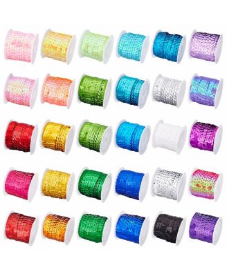 6mm Flat Sequin Trim String Ribbon 30 Colors 150 Yards Sewing Craft Embellishments