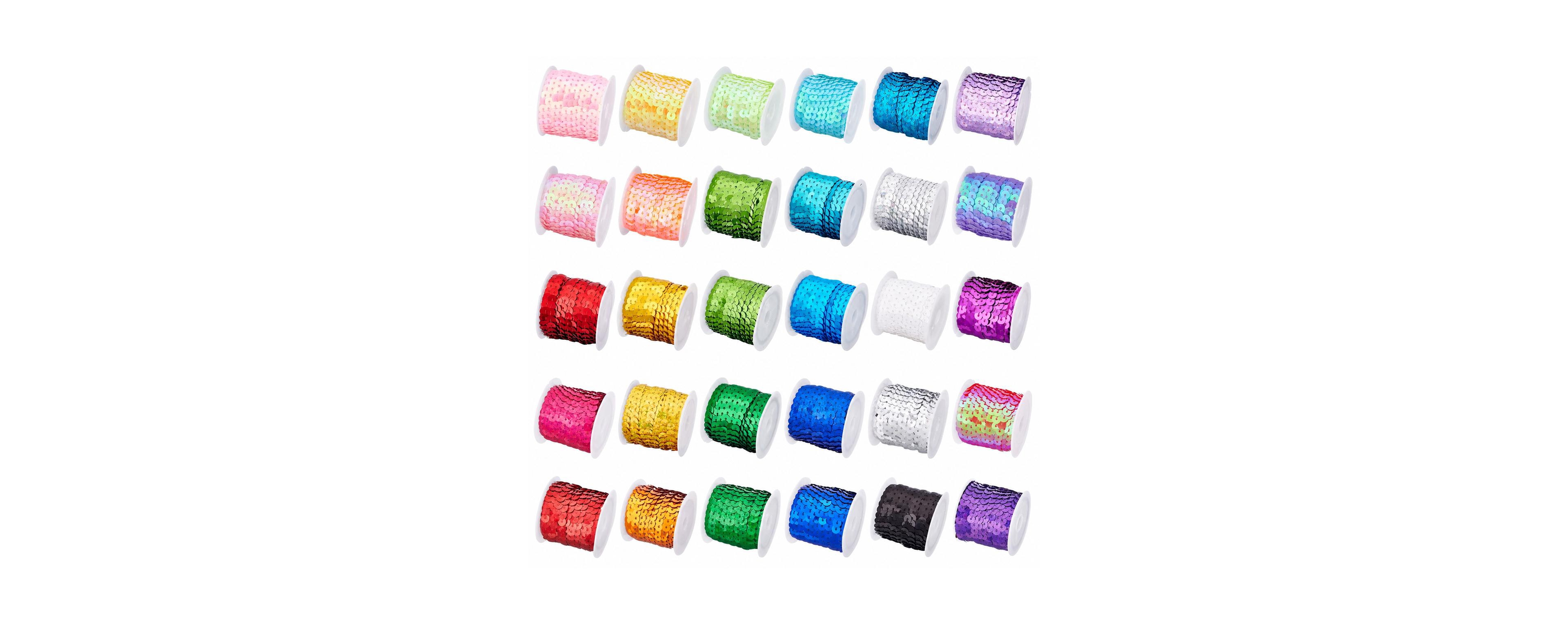 Aeelike 6mm Flat Sequin Trim String Ribbon 30 Colors 150 Yards Sewing Craft Embellishments