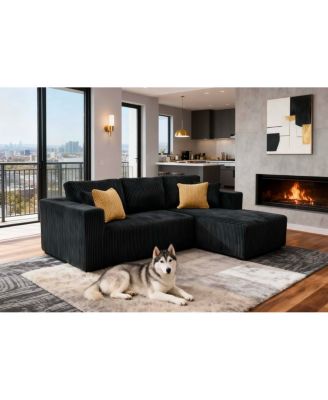 Full Compressed Corduroy Upholstered Sectional