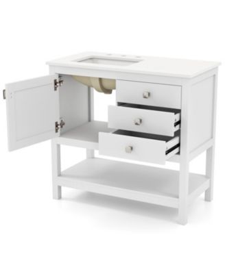 36-Inch Freestanding Bathroom Vanity with Ceramic Sink and Storage
