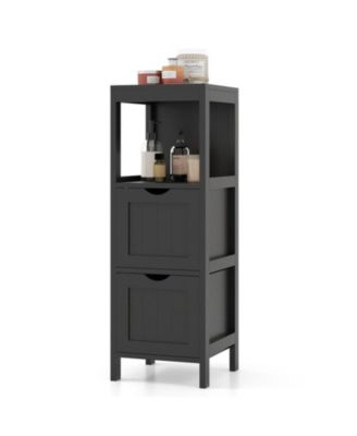 4-Tier Freestanding Bathroom Storage Cabinet with 2 Removable Drawers