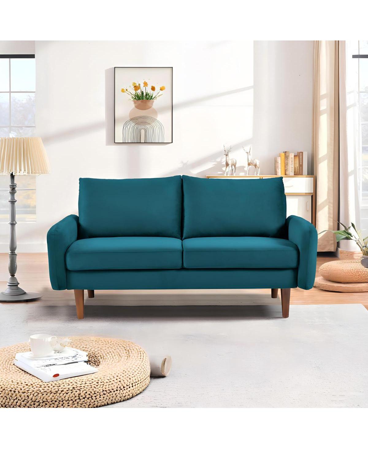 Streamdale Furniture Kent European Modern 5-Seater Velvet Loveseat with Tapered Legs