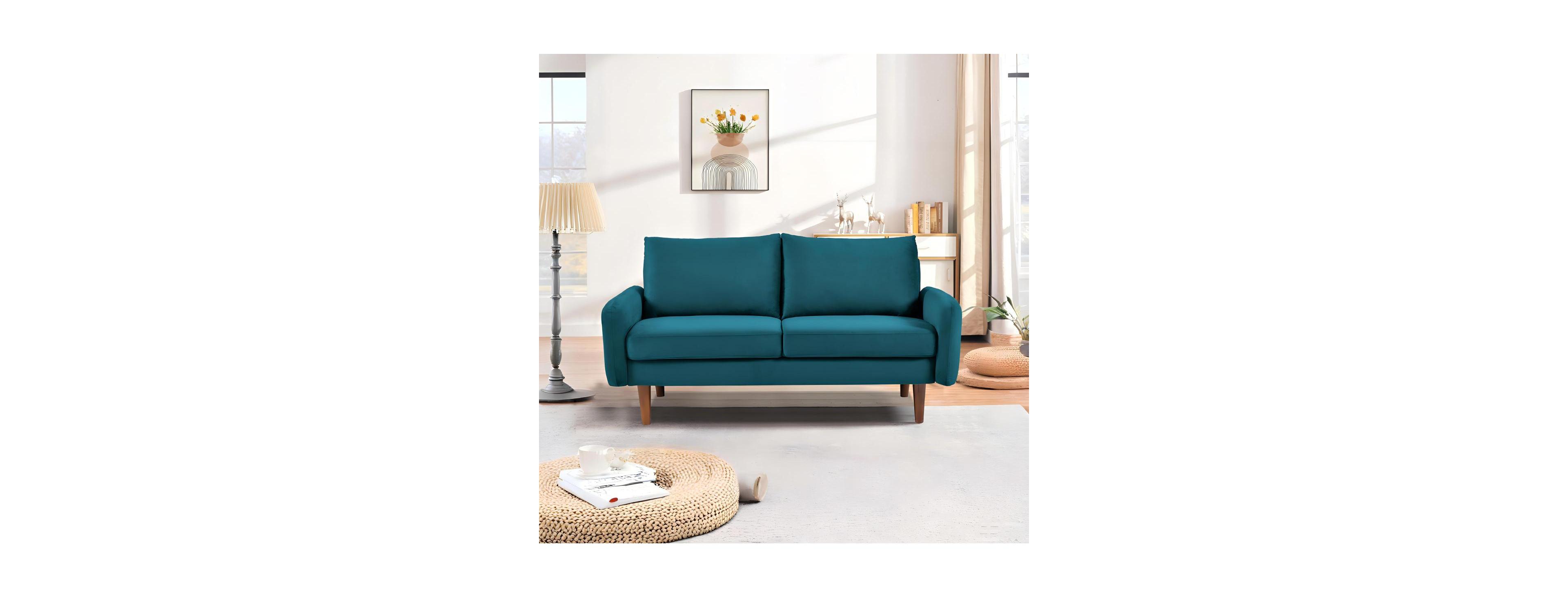 Streamdale Furniture Kent European Modern 5-Seater Velvet Loveseat with Tapered Legs