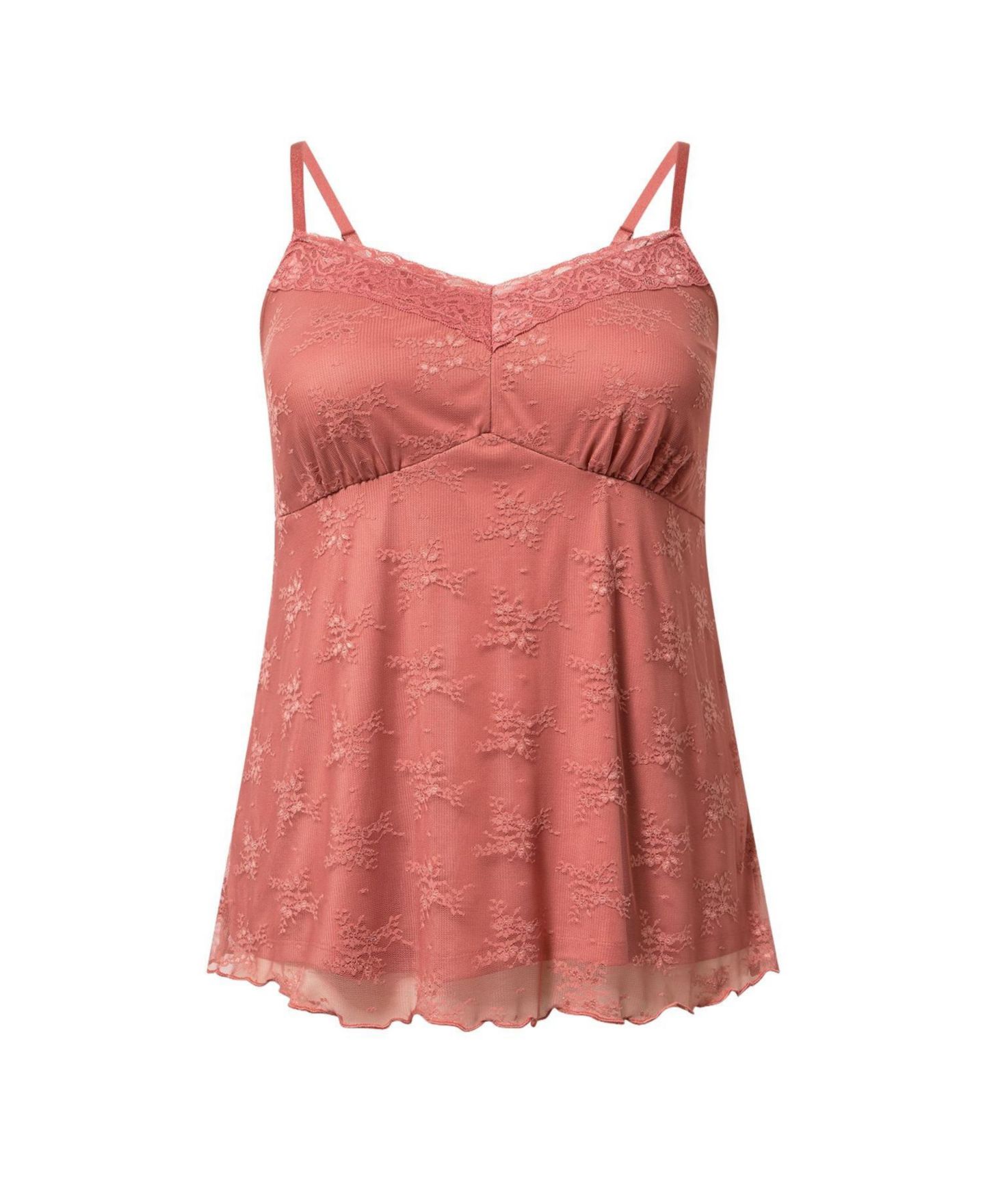 Женский топ Torrid Plus Size Lace Sweetheart Sleeveless Camisole, цвет: Светлый красное дерево — фото 4