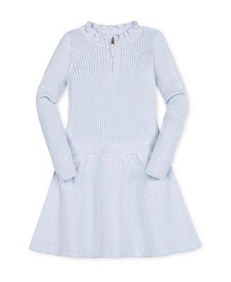 Girls' 2T - 12 Organic Cotton Half-Zip Ruffle-Neck Sweater Dress