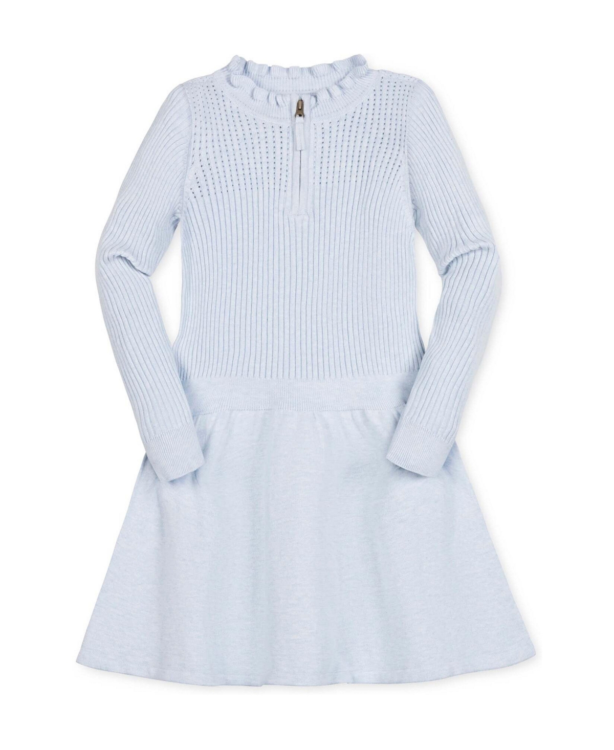 Hope & Henry Girls' 2T - 12 Organic Cotton Half-Zip Ruffle-Neck Sweater Dress