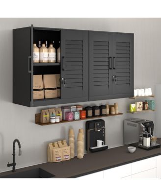 Metal Wall Cabinet with Lock and Adjustable Shelves