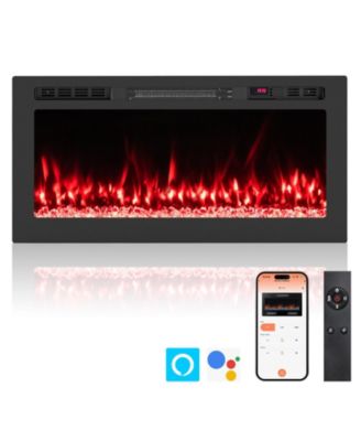 36 Inch Smart WiFi Electric Fireplace with Ember Bed and App Control