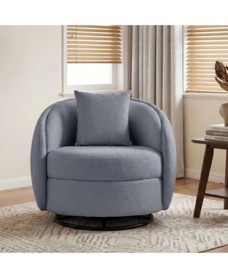 360 Degree Swivel Barrel Accent Chair Rotatable Rocking Lounge Chair with Pillow