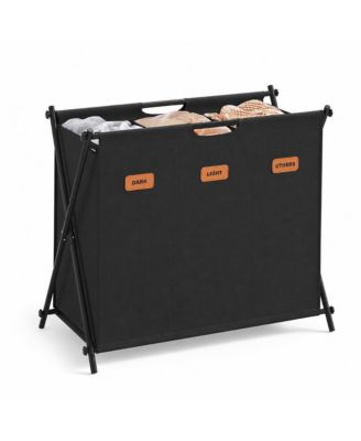 35.7 Gal Laundry Hamper with 3 Sections and Collapsible Frame