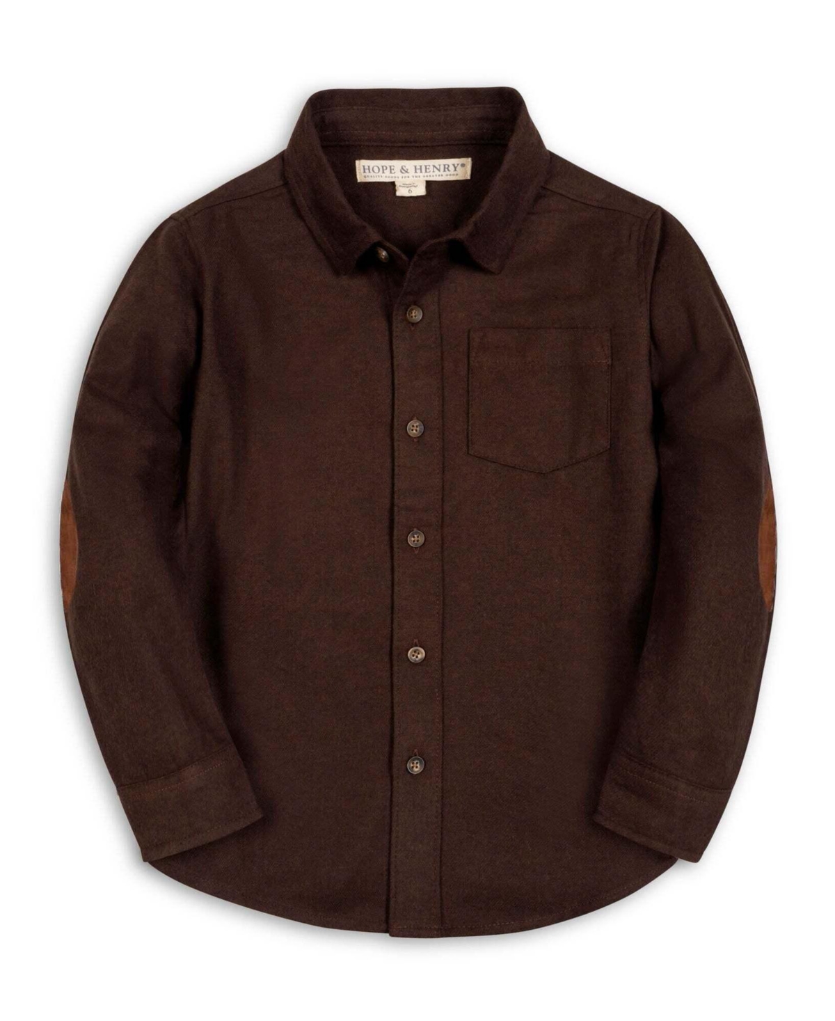 Hope & Henry Boys' 4-20 Organic Cotton Flannel Long Sleeve Button-Down Shirt - Chocolate heather