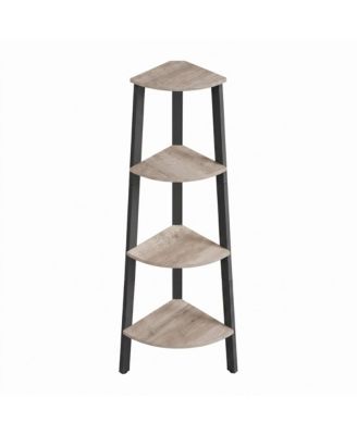 49.2 Inch 4-Tier Steel and Particleboard Space-Saving Corner Bookshelf