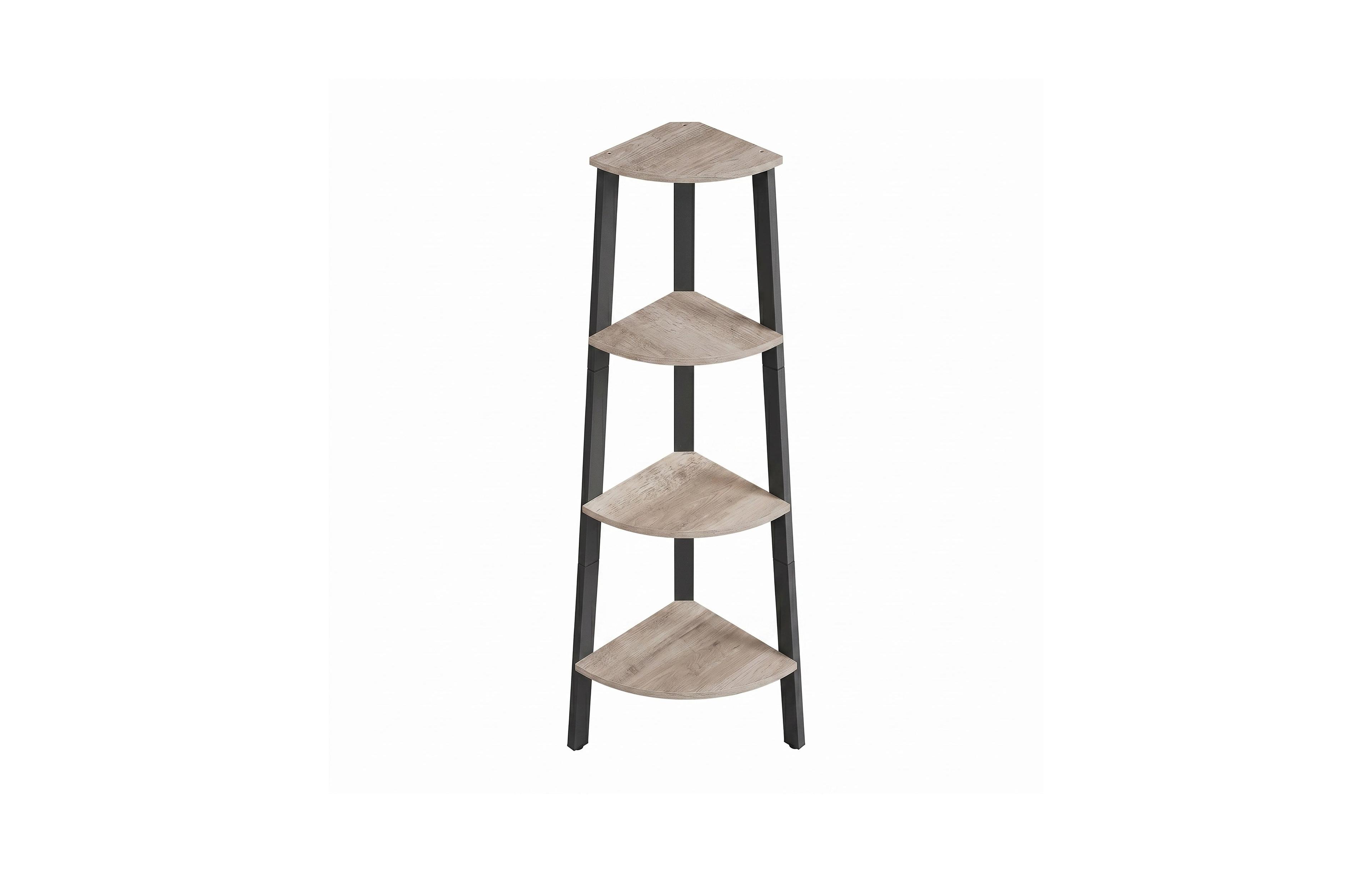 SongmicsHome 49.2 Inch 4-Tier Steel and Particleboard Space-Saving Corner Bookshelf