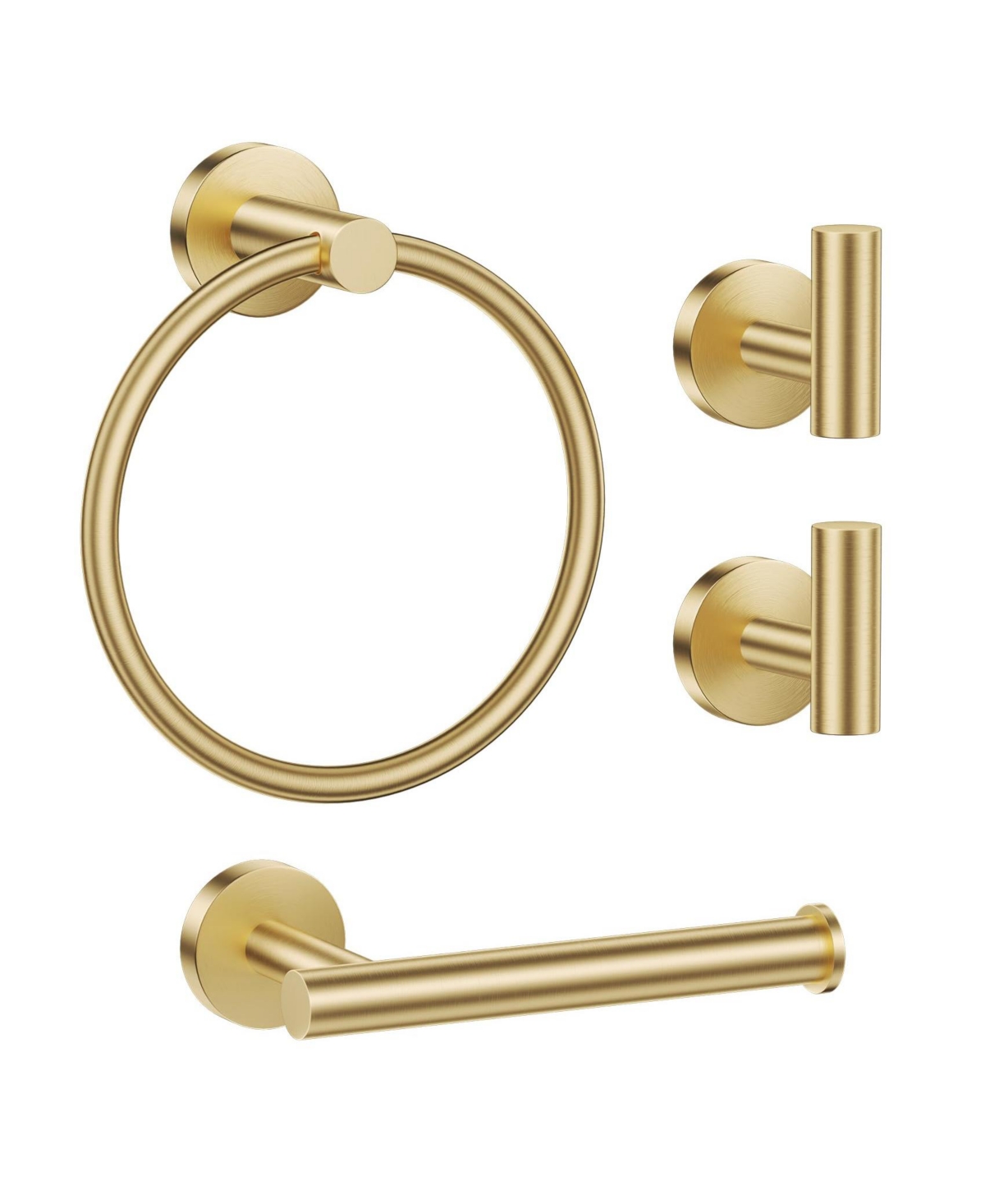 Cyqbd 4 Piece Bathroom Hardware Set Towel Holder Toilet Paper Ring Hooks Wall Mounted - Brushed gold