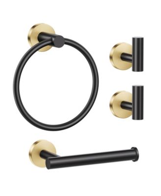 4 Piece Bathroom Hardware Set Towel Holder Toilet Paper Ring Hooks Wall Mounted
