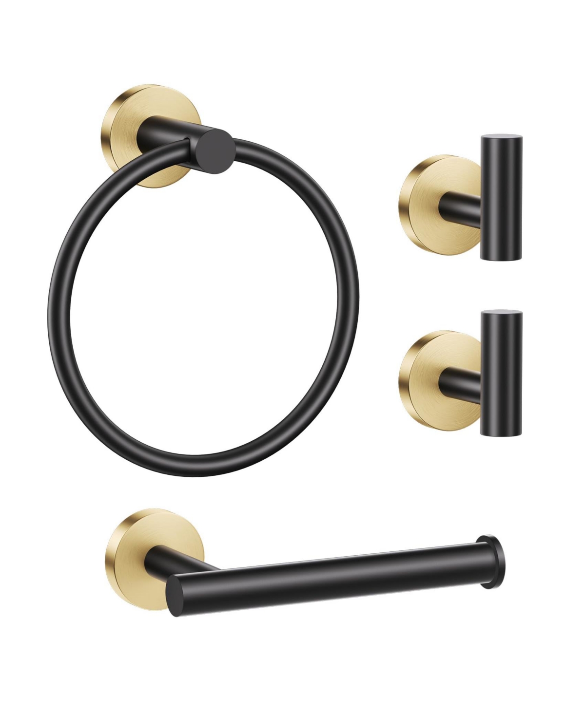 Cyqbd 4 Piece Bathroom Hardware Set Towel Holder Toilet Paper Ring Hooks Wall Mounted