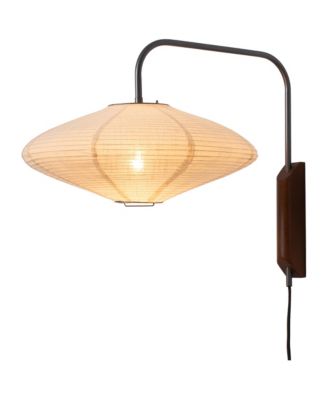 Roswell Wall Sconce - Handcrafted Shinpuru-sa Linen-Cotton Shade, Plug-in