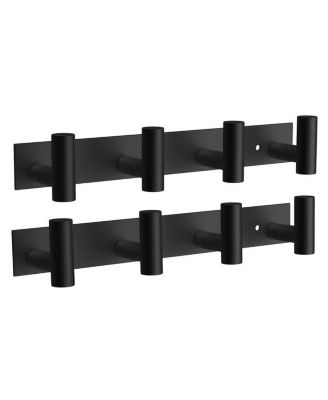 2Pack Wall Mount Coat Rack with Hooks for Bathroom Hardware Organizer 4 Hooks