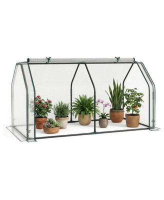 Portable Mini Greenhouse with Zippered Roll-Up Door for Garden Plants