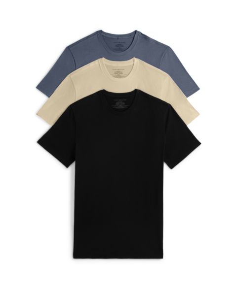Мужские топы Tommy Hilfiger 3-Pack Classic Cotton Undershirts, цвет: Чёрный / Бежевый