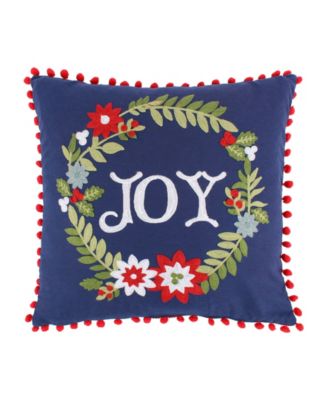 Bauble Christmas Embroidered Decorative Pillow, 18" x 18"