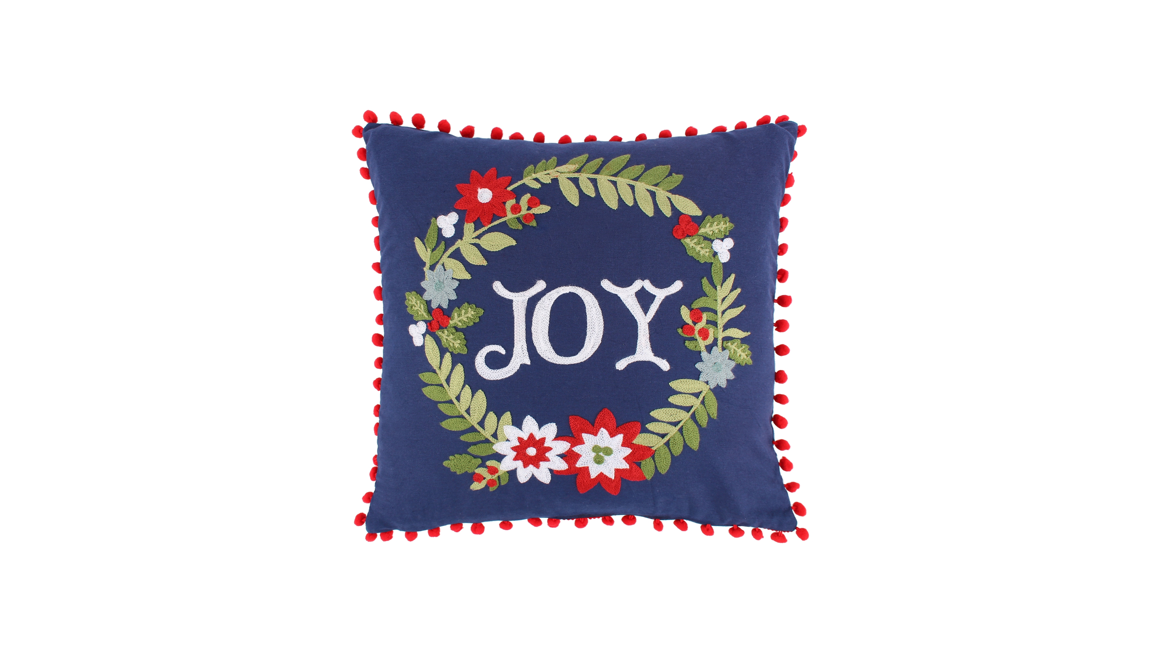 Levtex Home Bauble Christmas Embroidered Decorative Pillow, 18" x 18"