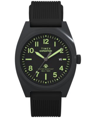 Men's Quartz Expedition Capstone Black Silicone Watch 39mm