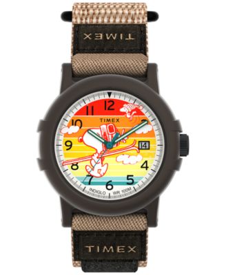 Quartz Analog Peanuts Camper Brown Fabric Watch 38mm