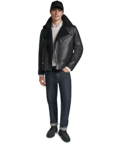 Мужская куртка KARL LAGERFELD PARIS Asymmetrical Faux Shearling, цвет: Чёрный
