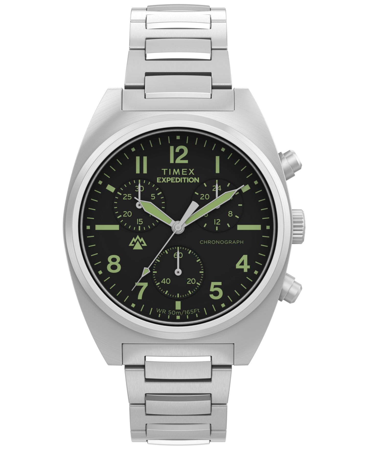 Мужские часы Timex Quartz Chronograph Silver-Tone Stainless Steel 41mm — фото 1