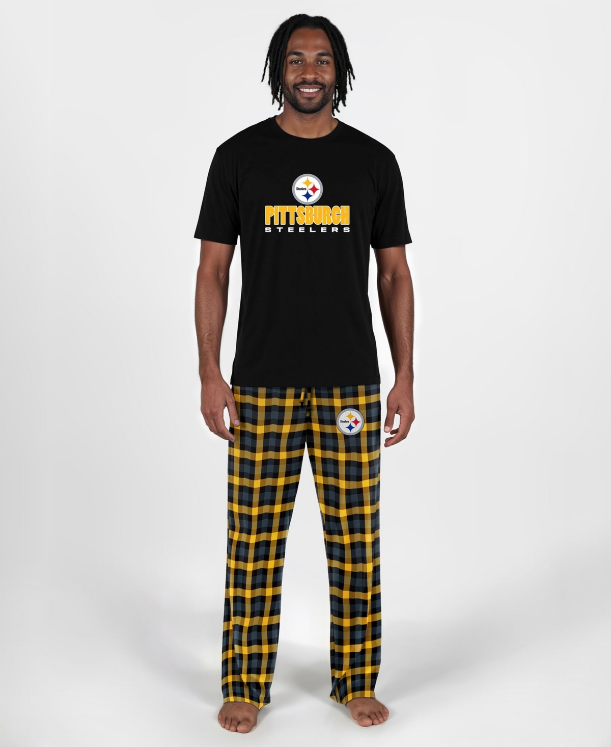Concepts Sport Men's Black Pittsburgh Steelers Big Tall Highland Sleep Set - Black, Gold