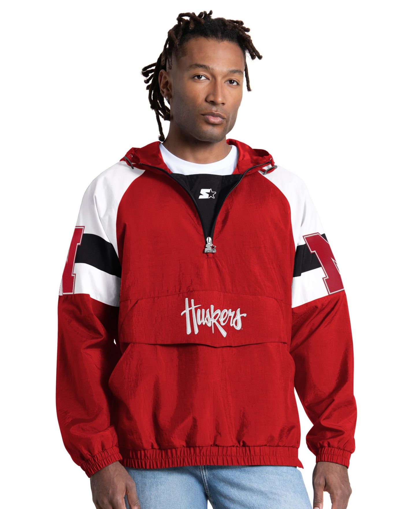 Мужская куртка Starter Scarlet Nebraska Huskers Street Cut Half-Zip — фото 1