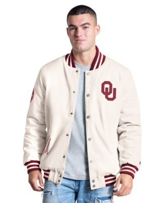 Men's White Oklahoma Sooners Spectator Varsity Full Snap Jacket