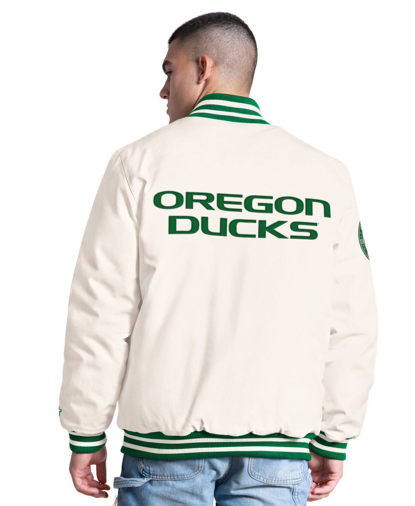 Мужская куртка Starter White Oregon Ducks Spectator Varsity Full Snap — фото 4
