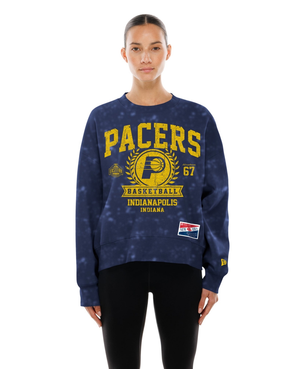 New Era Women's Navy Indiana Pacers Throwback Collection Mineral Wash Crewneck Sweatshirt - Navy