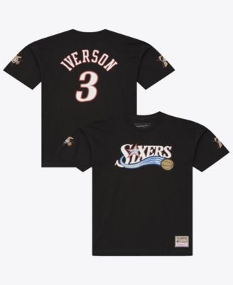 Men's Allen Iverson Black Philadelphia 76ers Hardwood Classics Name Number Classic T-Shirt