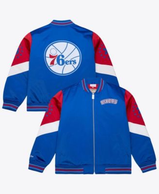 Men's Royal Philadelphia 76ers Throw It Back Heavyweight Satin Full-Zip Jacket