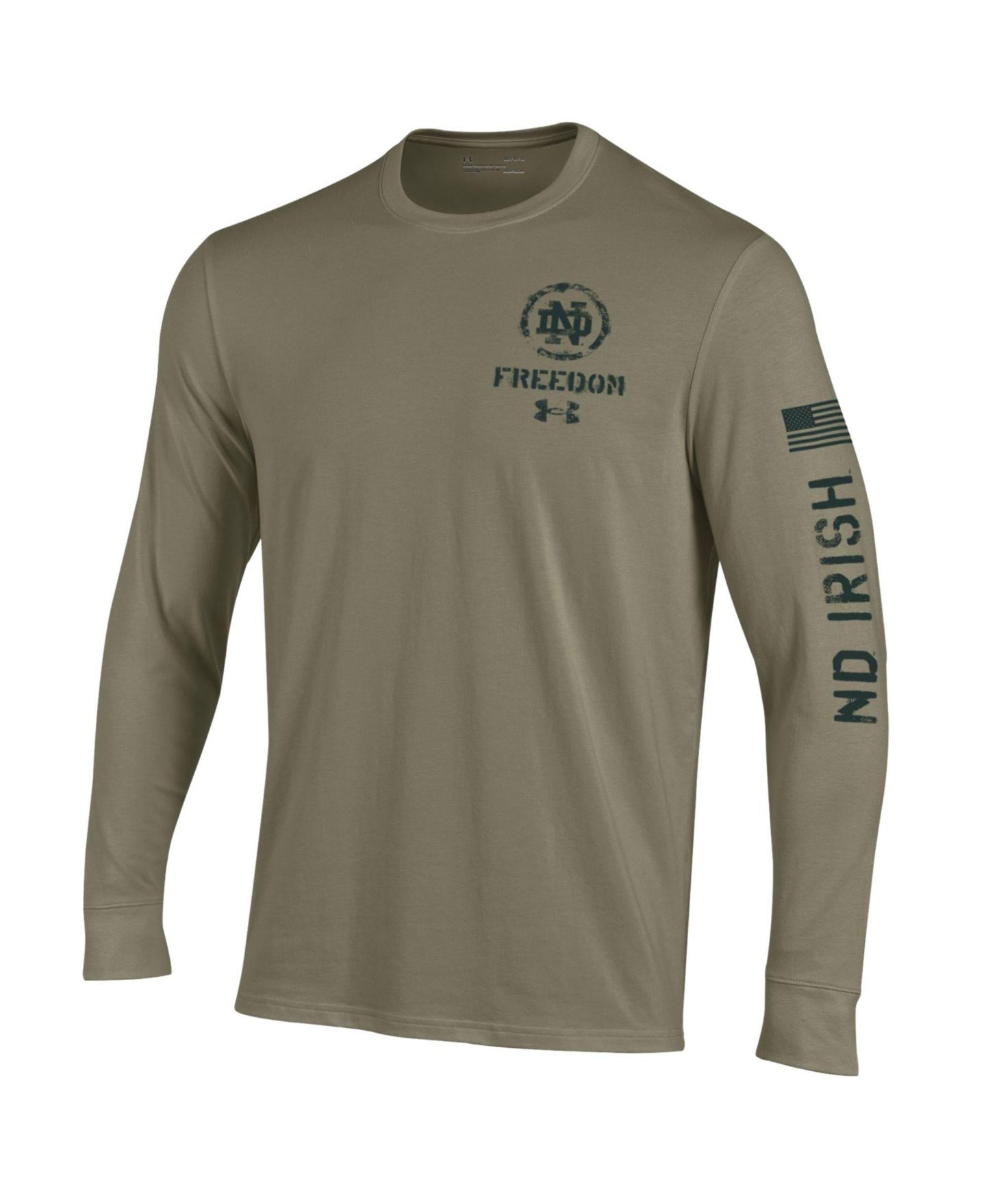 Мужская футболка Under Armour Tan Notre Dame Fighting Irish 2026 Freedom Collection Long-Sleeves — фото 2