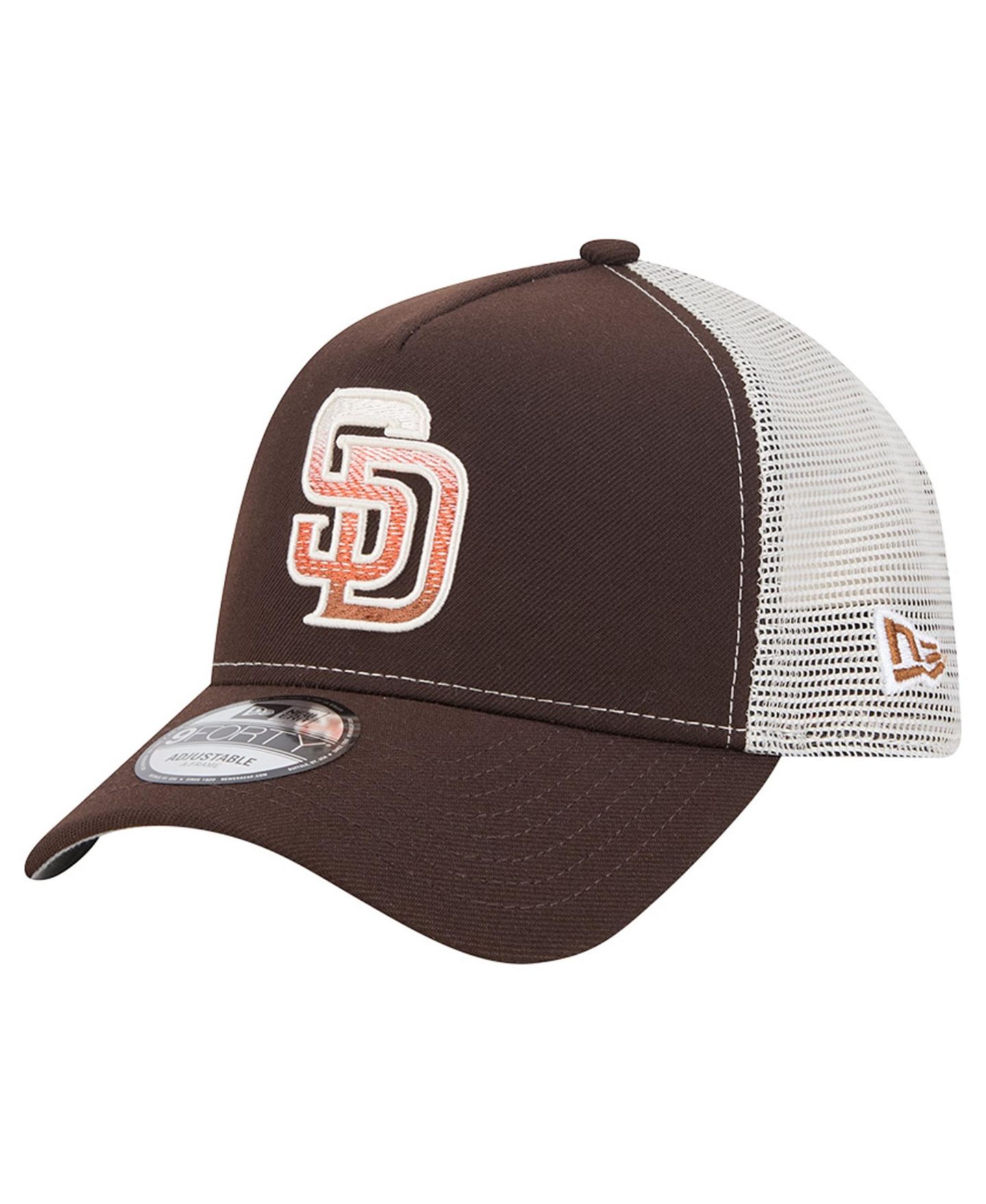 Мужская кепка New Era Brown San Diego Padres Pumpkin Spice 9FORTY A-Frame Adjustable Trucker Hat — фото 3