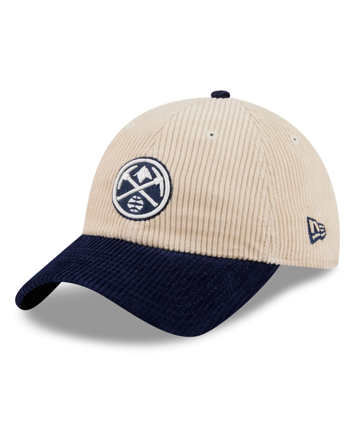 New Era Men's Cream/Navy Denver Nuggets Tonal Corduroy Casual Classic Adjustable Hat - Cream, Navy
