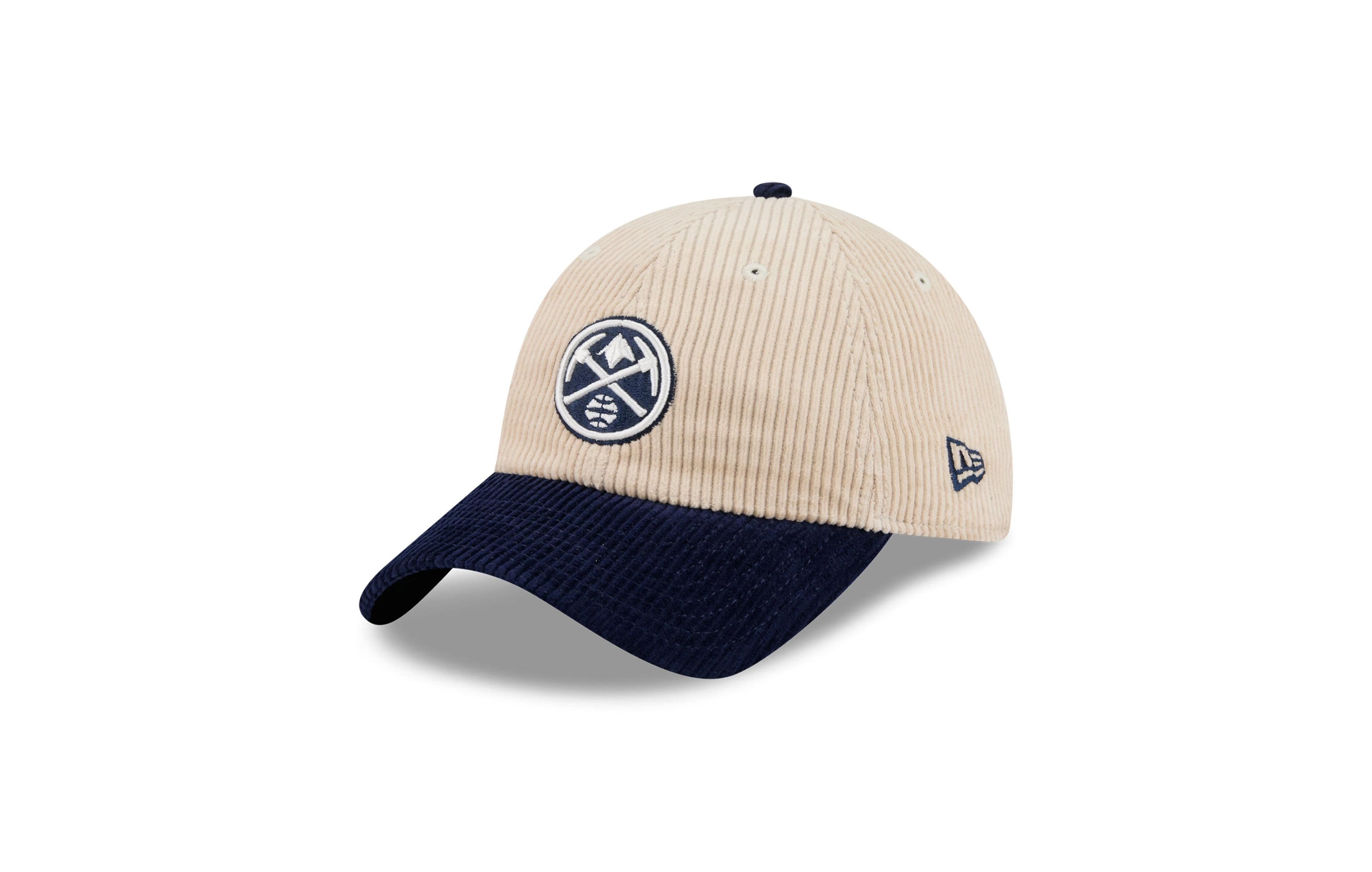 New Era Men's Cream/Navy Denver Nuggets Tonal Corduroy Casual Classic Adjustable Hat