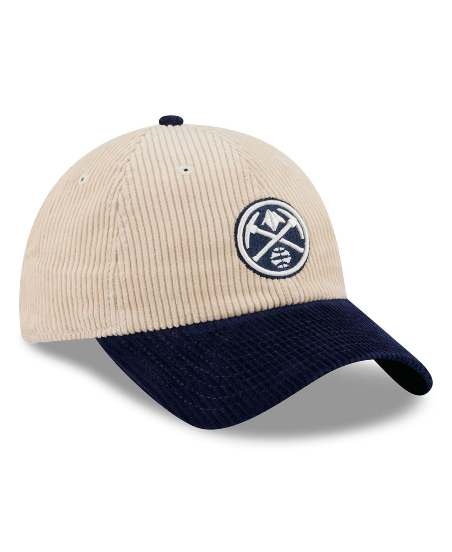 Мужская кепка New Era Cream/Navy Denver Nuggets Tonal Corduroy Casual Classic Adjustable Hat — фото 5