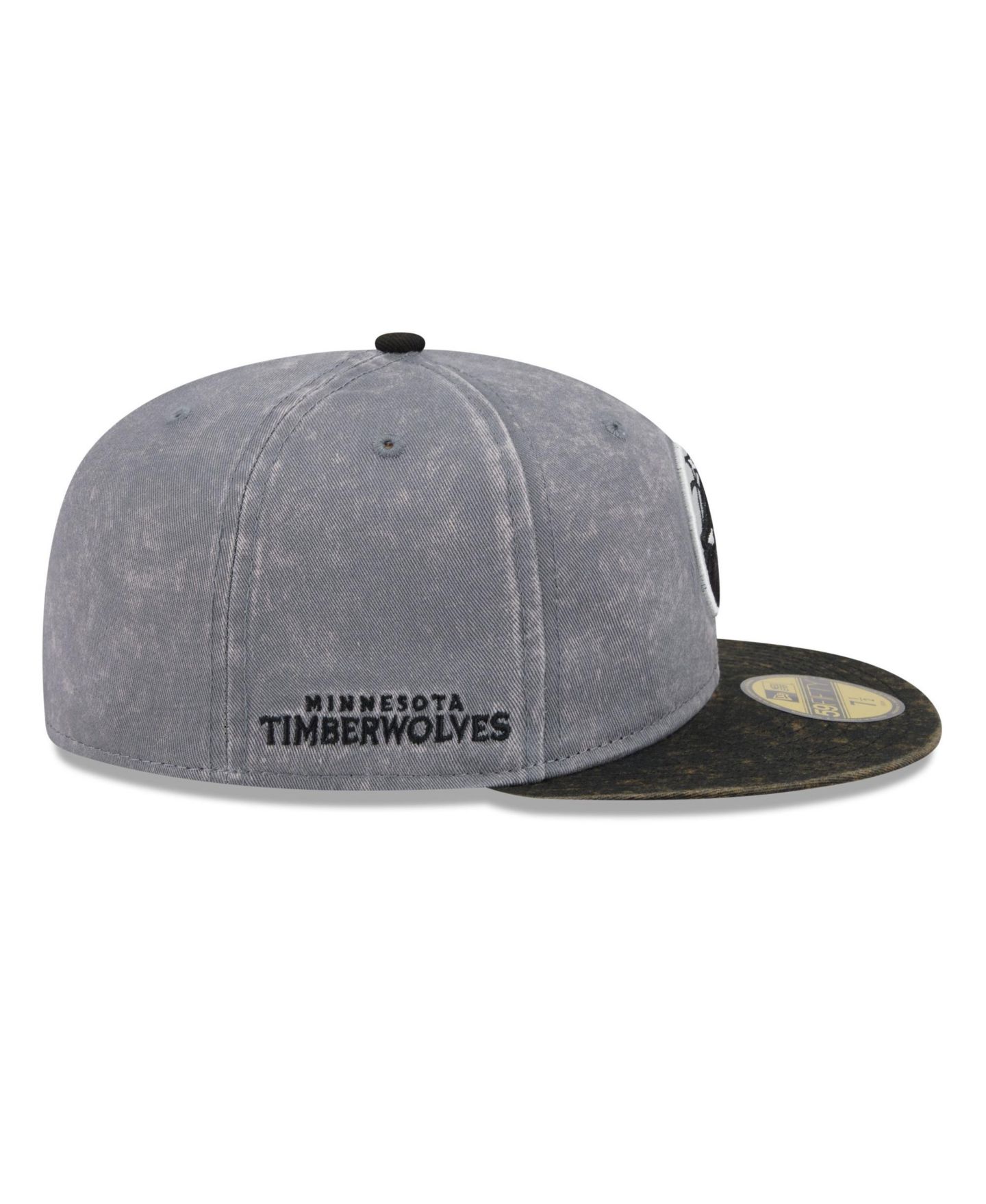 Мужская кепка New Era Gray/Black Minnesota Timberwolves Washed 59FIFTY Fitted Hat — фото 5