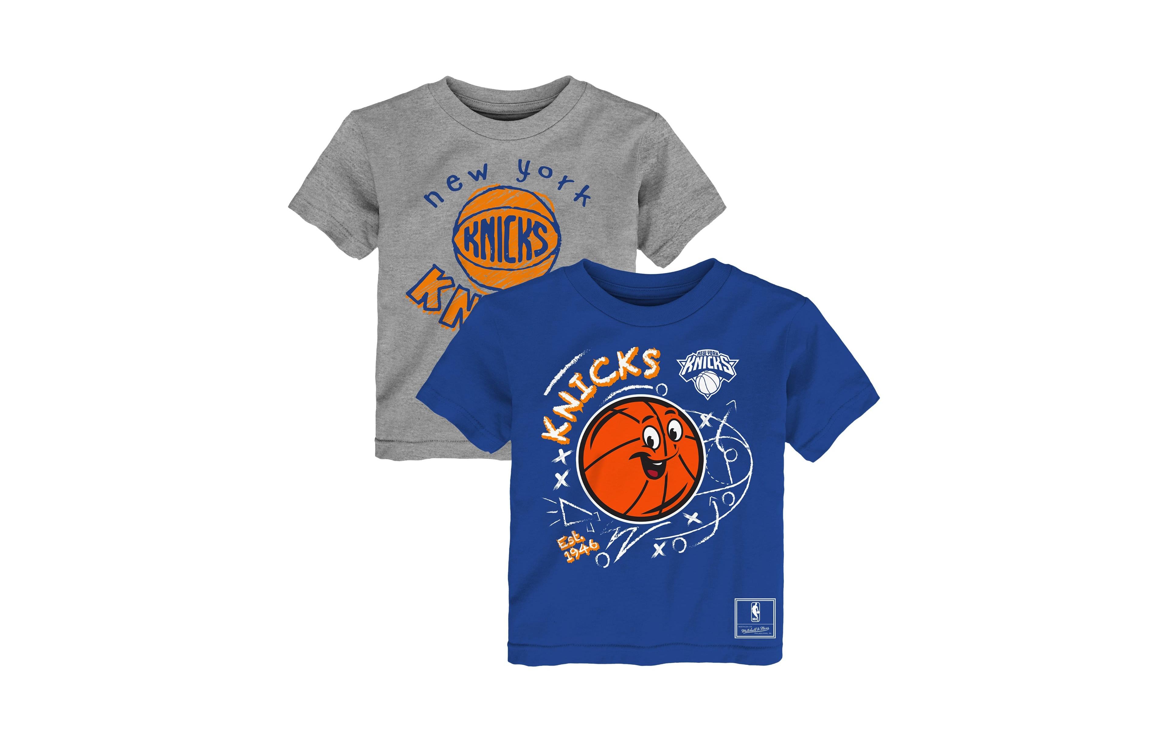 Mitchell & Ness Toddler Blue/Heather Gray New York Knicks Two-Pack Sketched Up T-Shirt Set