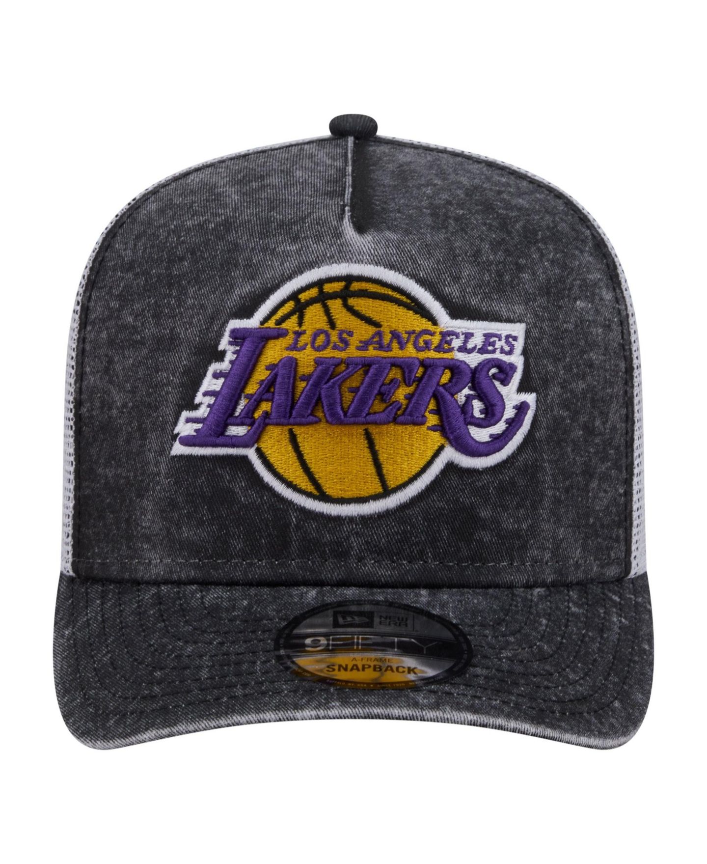 Мужская кепка New Era Black/White Los Angeles Lakers Washed Meshback 9FIFTY Adjustable Hat — фото 2