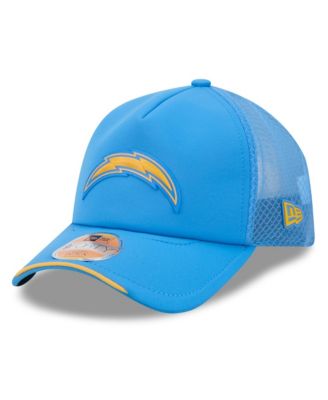 Big Boys' and Girls' Powder Blue Los Angeles Chargers 2026 Sideline Apex 9FORTY Adjustable Trucker Hat